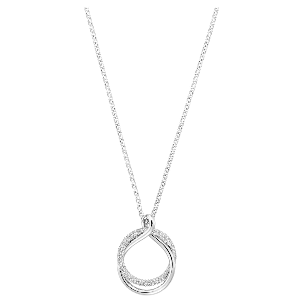 

Exact pendant, Round shape, White, Rhodium plated