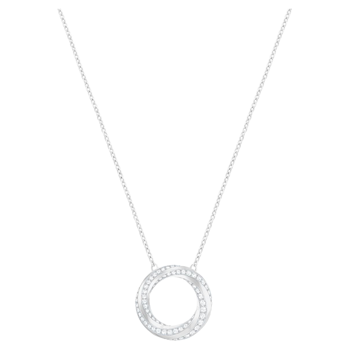 Swarovski Hilt necklace, Round shape, White, Rhodium plated