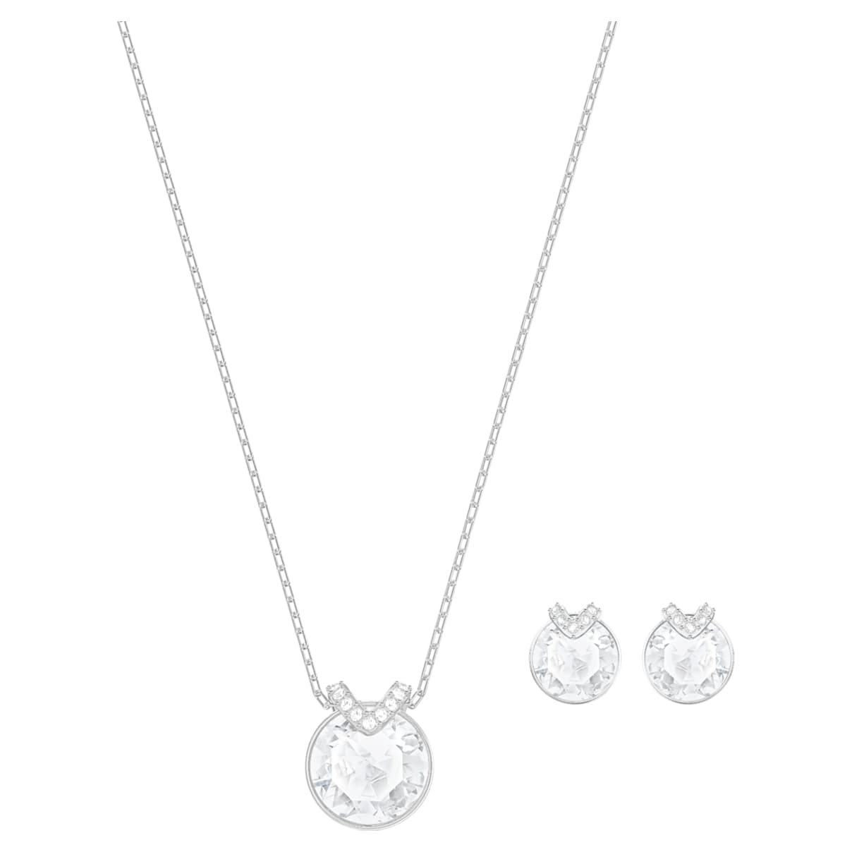 Swarovski Bella V set, Round cut, White, Rhodium plated