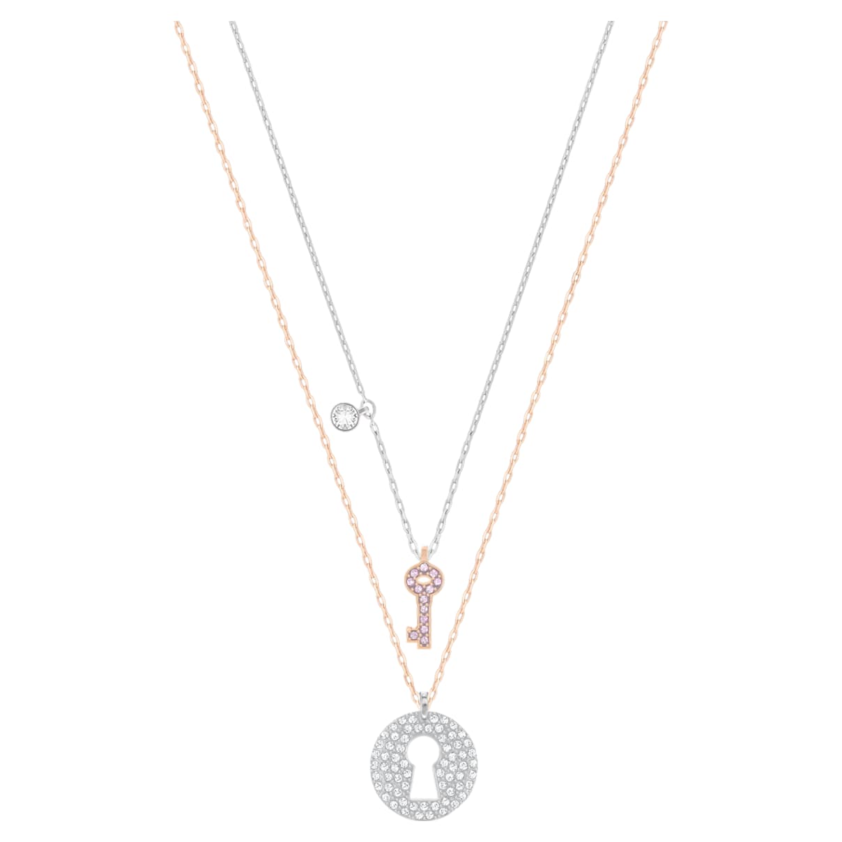 Pendente Crystal Wishes Key, rosa, Mix di placcature