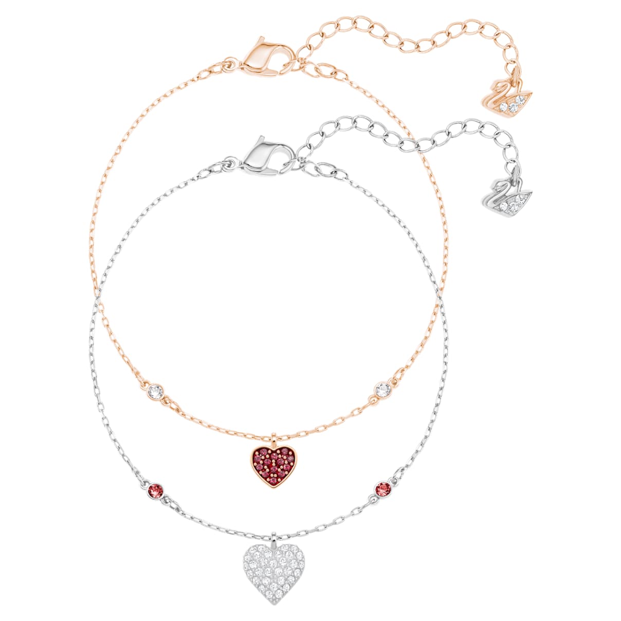 

Crystal Wishes bracelet, Set (2), Heart, Red, Mixed metal finish