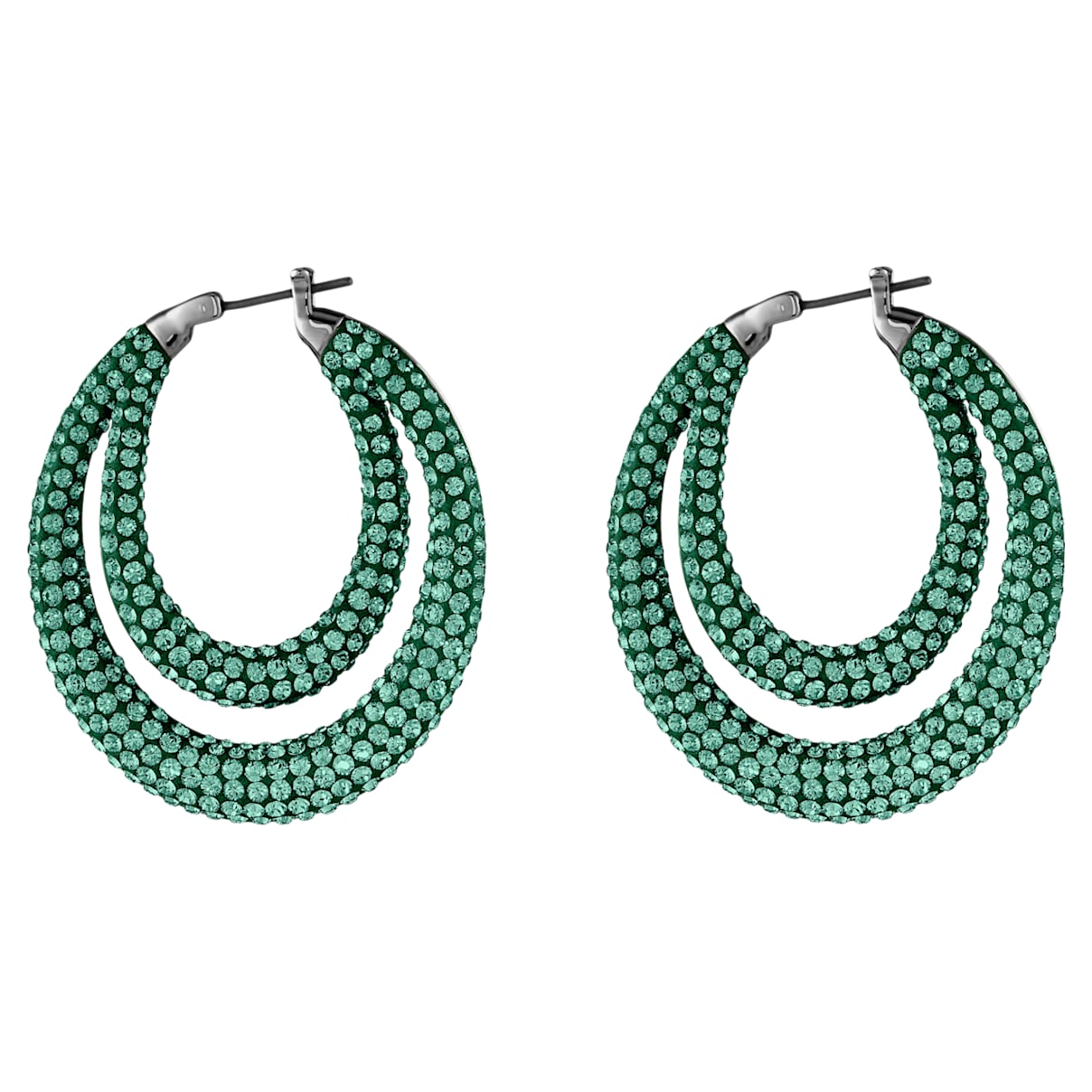 Click to view product details and reviews for Tigris Hoop Pierced Earrings Green Ruthenium Plated.