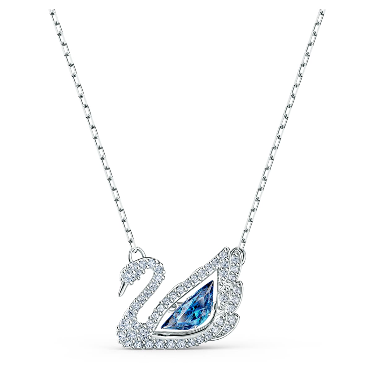 

Dancing Swan necklace, Swan, Blue, Rhodium plated
