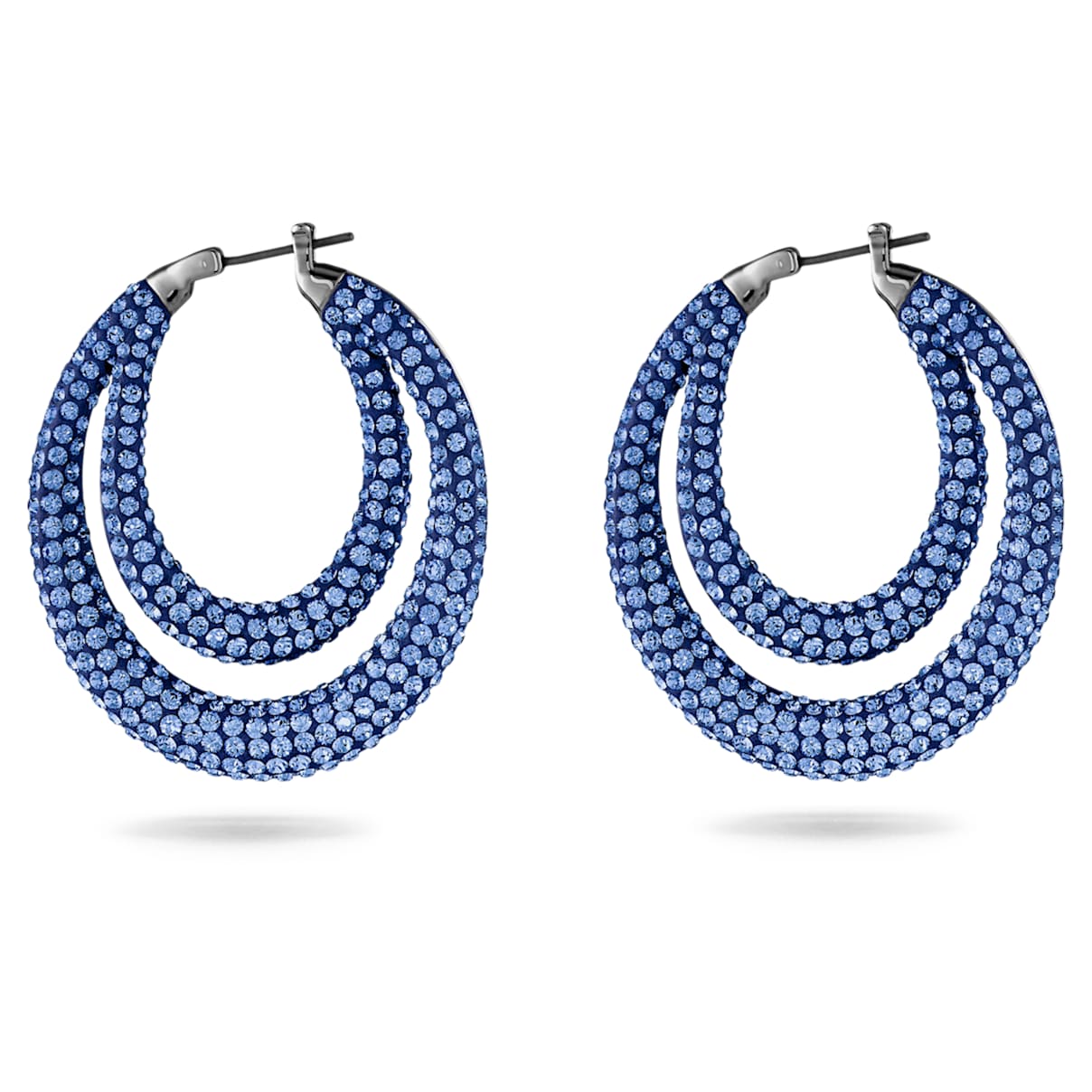 

Tigris hoop earrings, Blue, Ruthenium plated