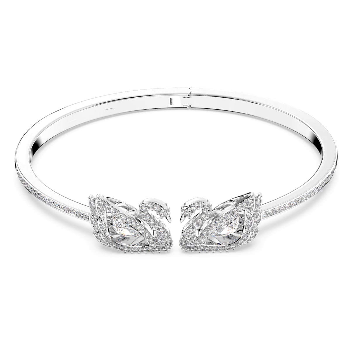 Bracciale rigido Dancing Swan, bianco, placcato rodio