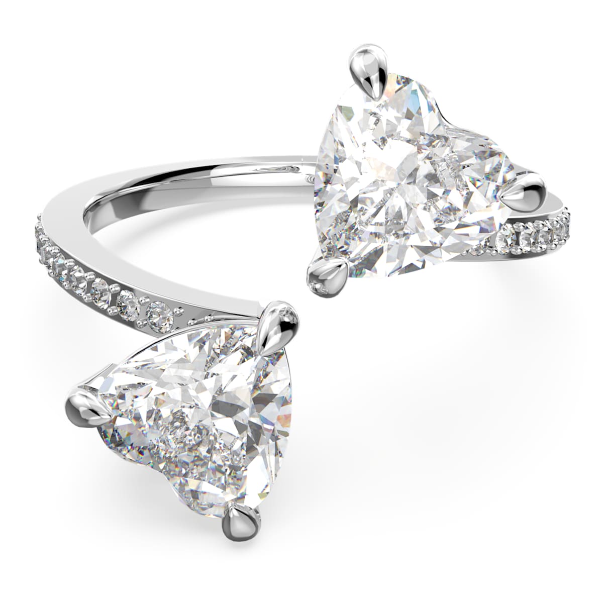 

Mesmera Attract open ring, Heart, White, Rhodium plated