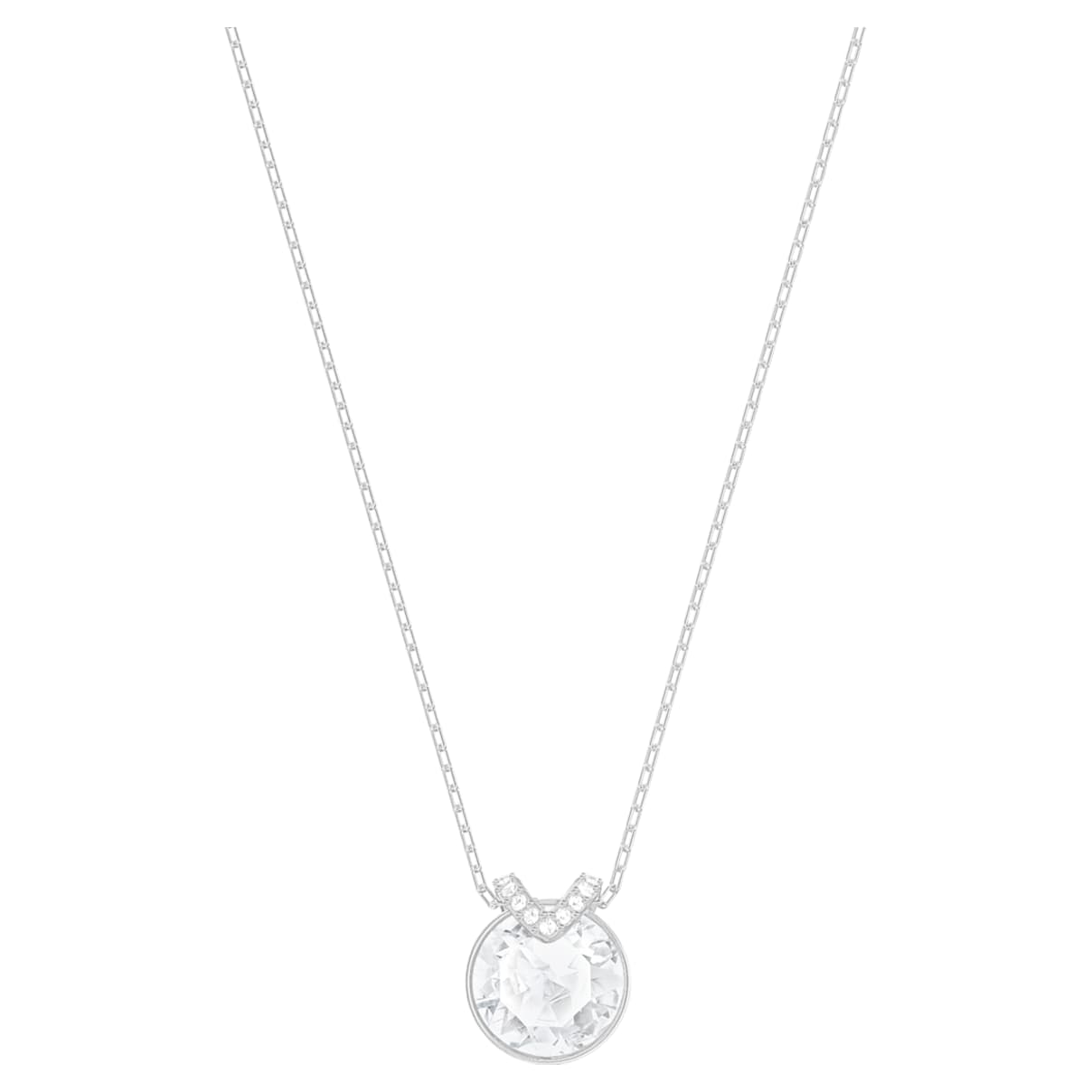 

Bella V pendant, Round cut, White, Rhodium plated