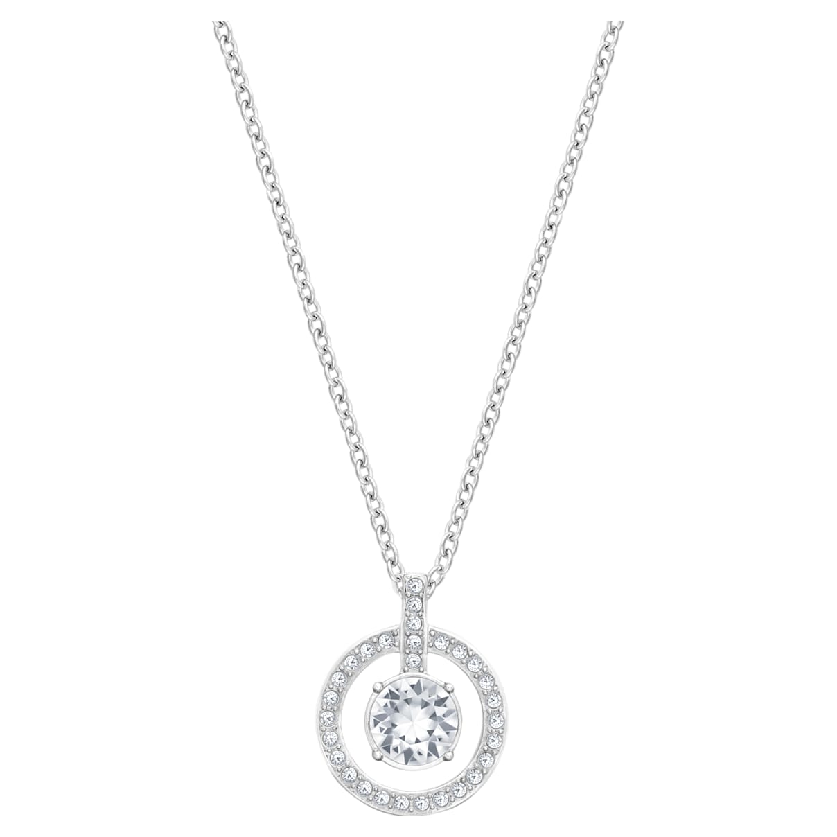 

Swarovski Lavender pendant, Round shape, White, Rhodium plated