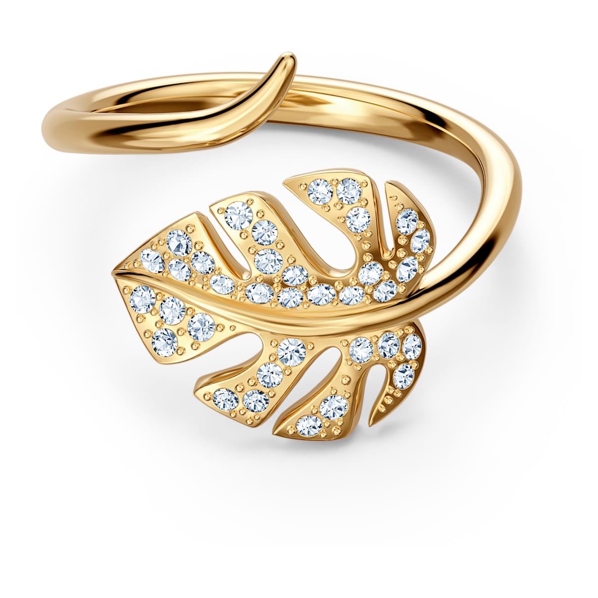 Click to view product details and reviews for Tropical Leaf Open Ring White Gold Tone Plated.