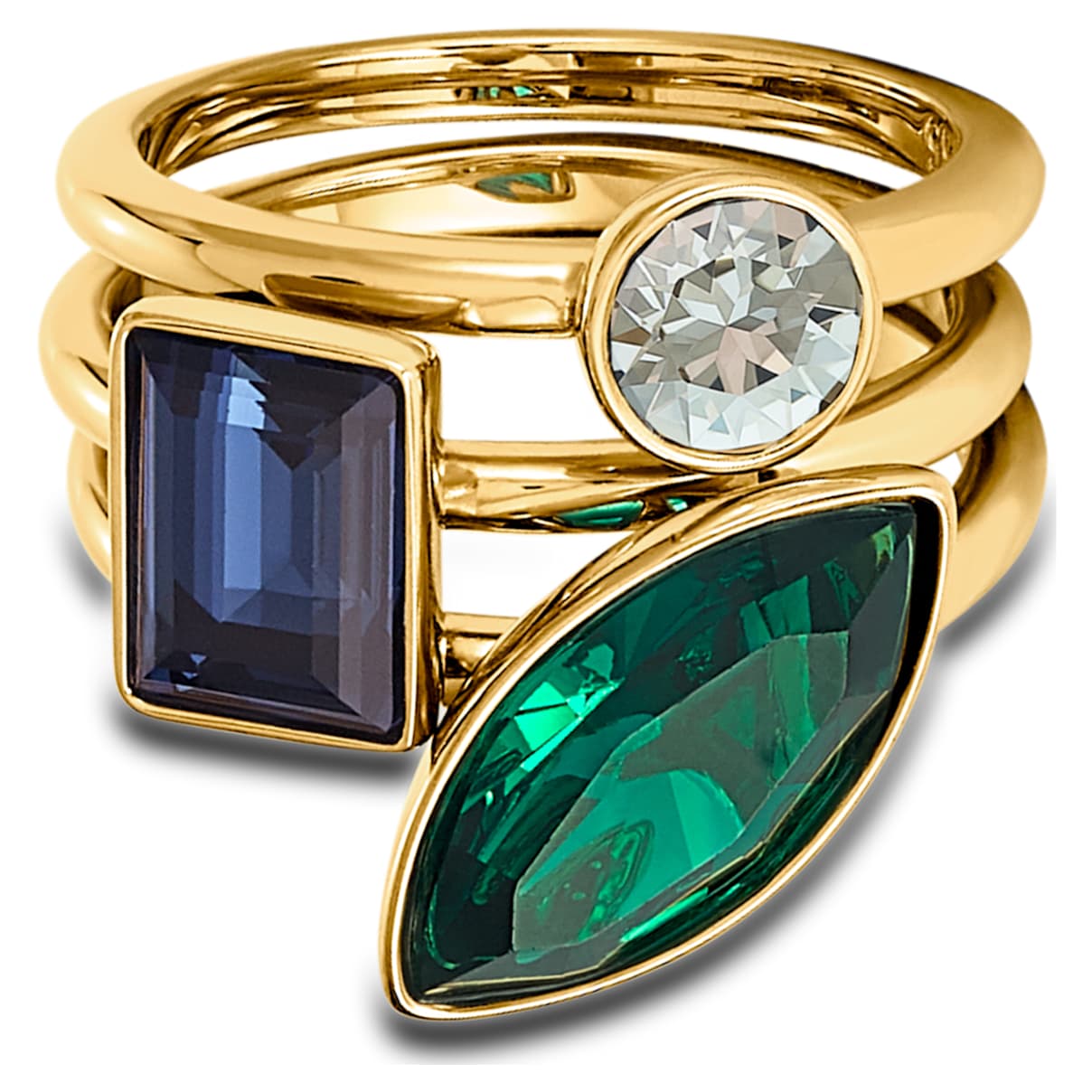 Click to view product details and reviews for Beautiful Earth By Susan Rockefeller Ring Set Dark Multi Coloured Gold Tone Plated.