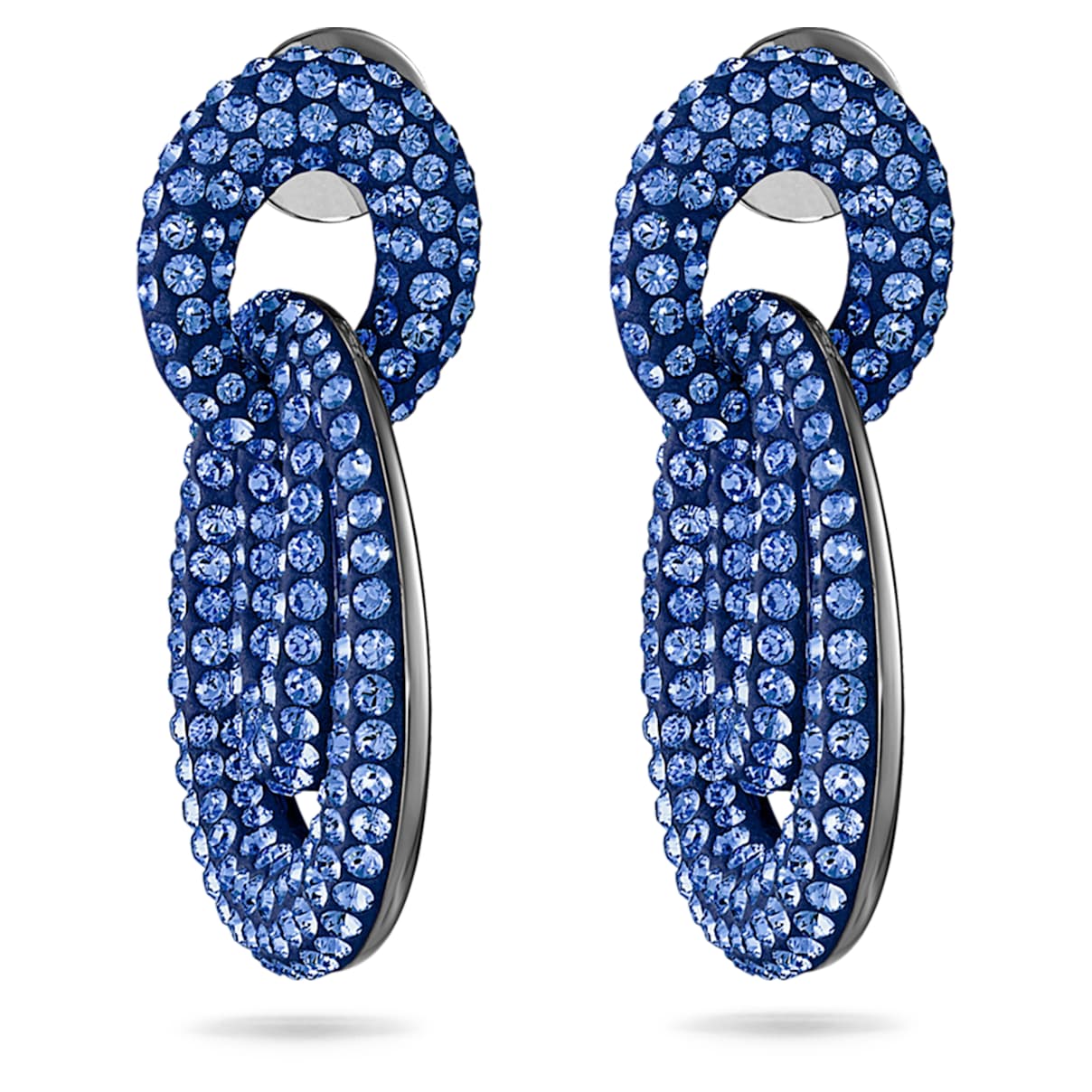

Tigris drop earrings, Blue, Ruthenium plated