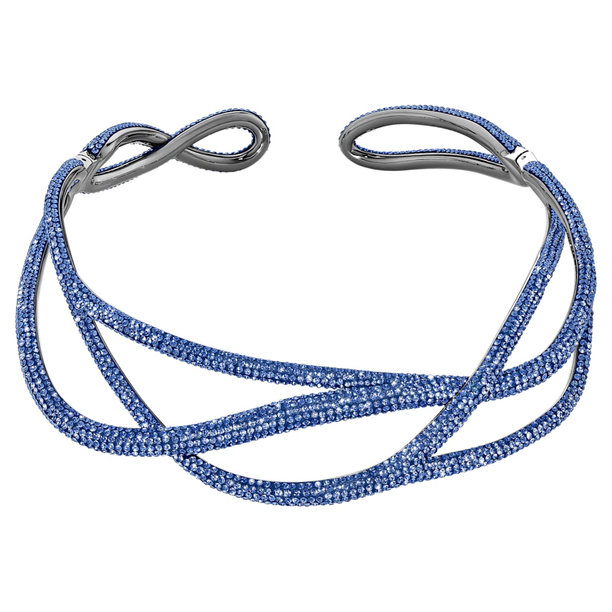Click to view product details and reviews for Tigris Statement Choker Blue Ruthenium Plated.