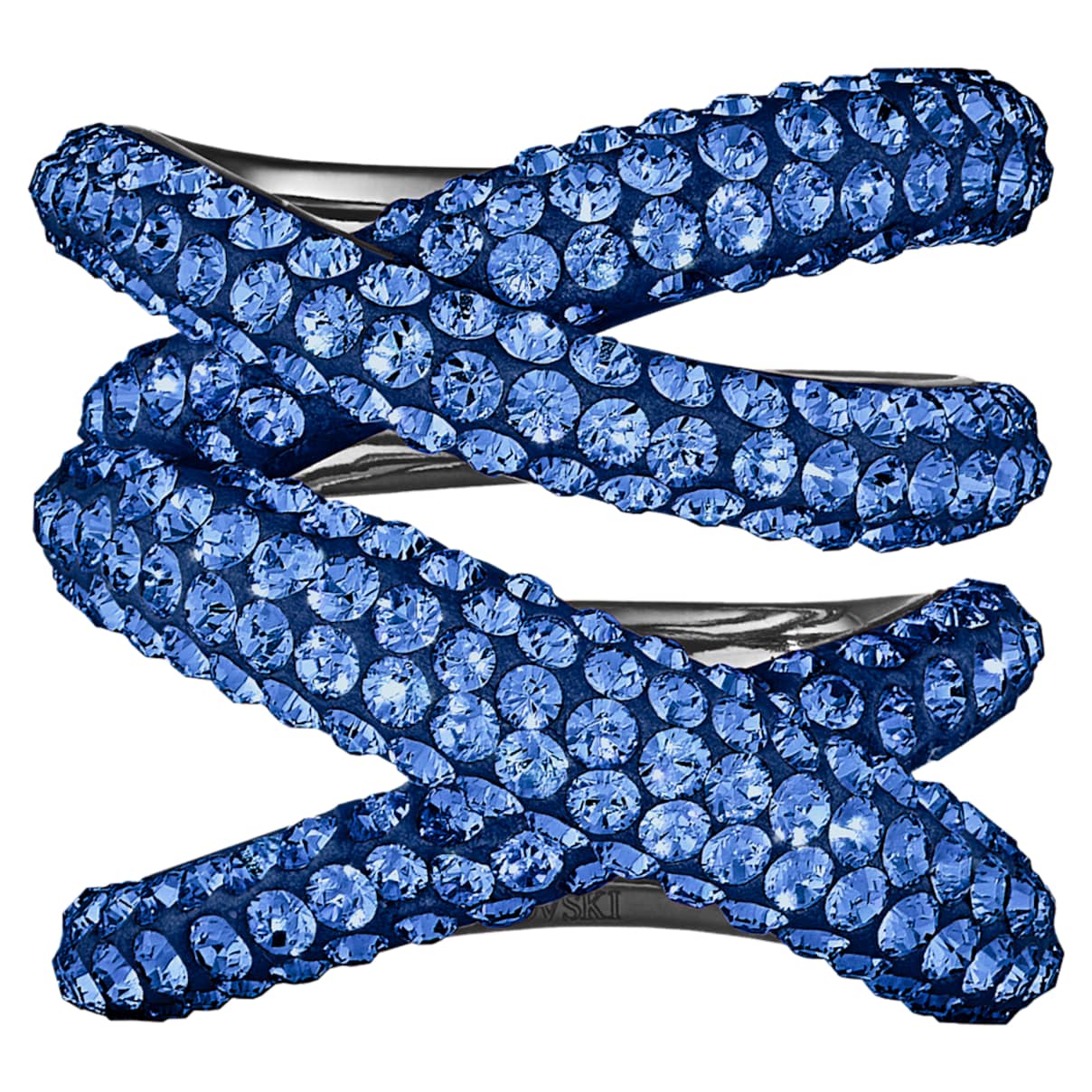 

Tigris wide ring, Blue, Ruthenium plated
