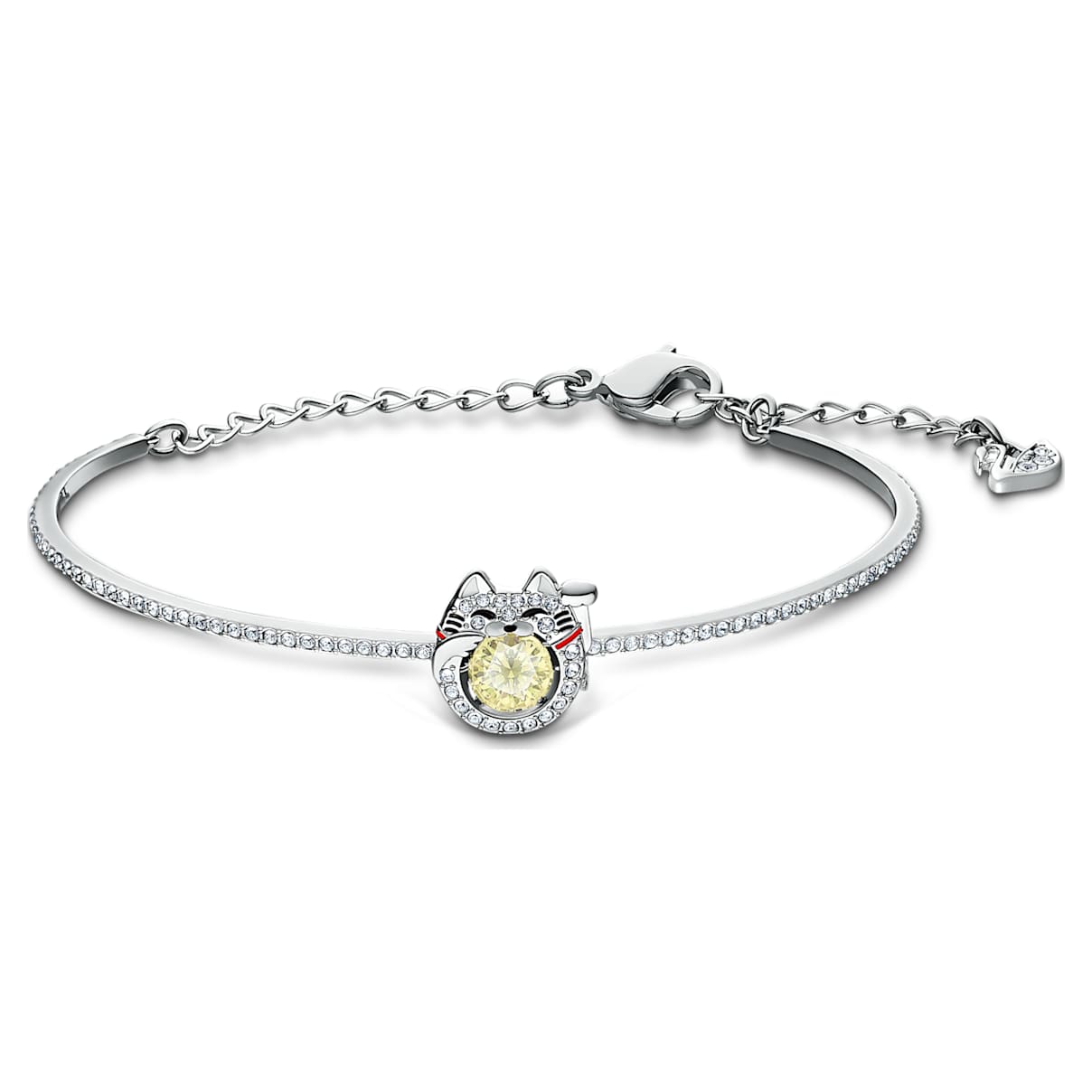 

Swarovski Brazalete Sparkling Dance, Gato de la suerte, Amarillo, Baño de rodio