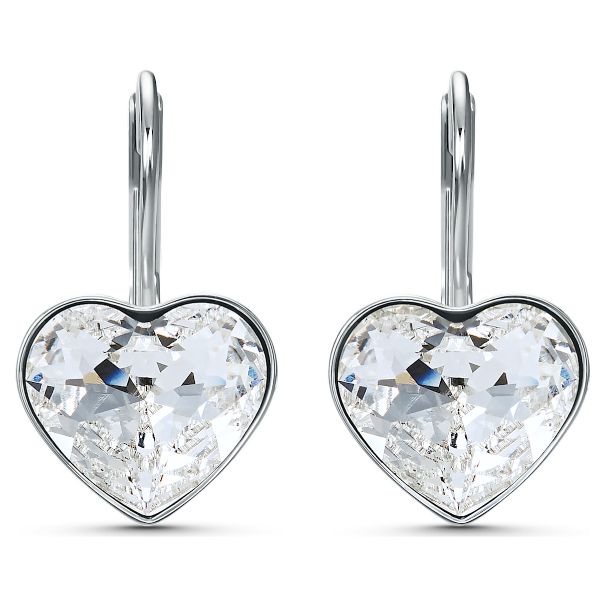 

Ss Bella drop earrings, Heart, White, Rhodium plated