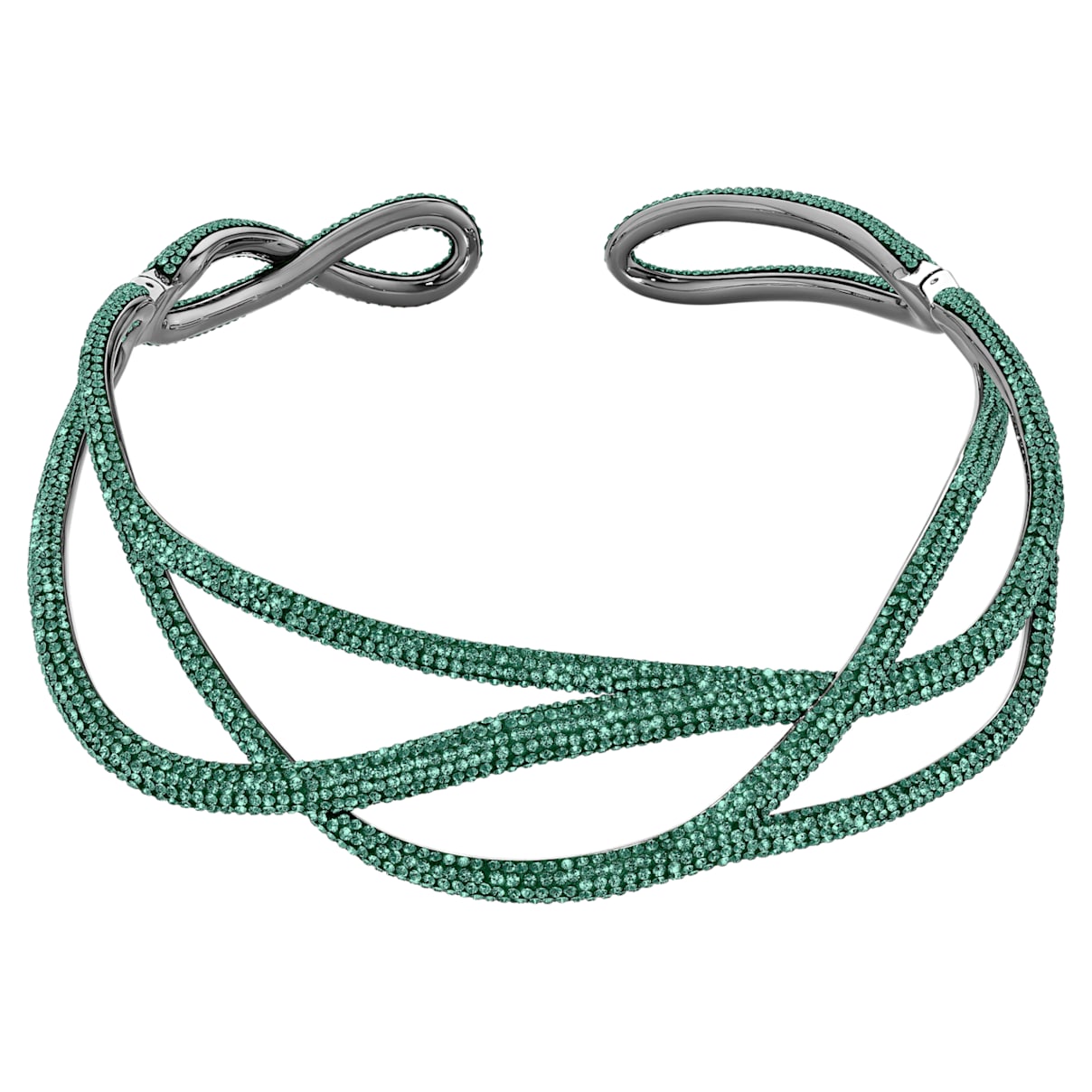 Click to view product details and reviews for Tigris Statement Choker Green Ruthenium Plated.