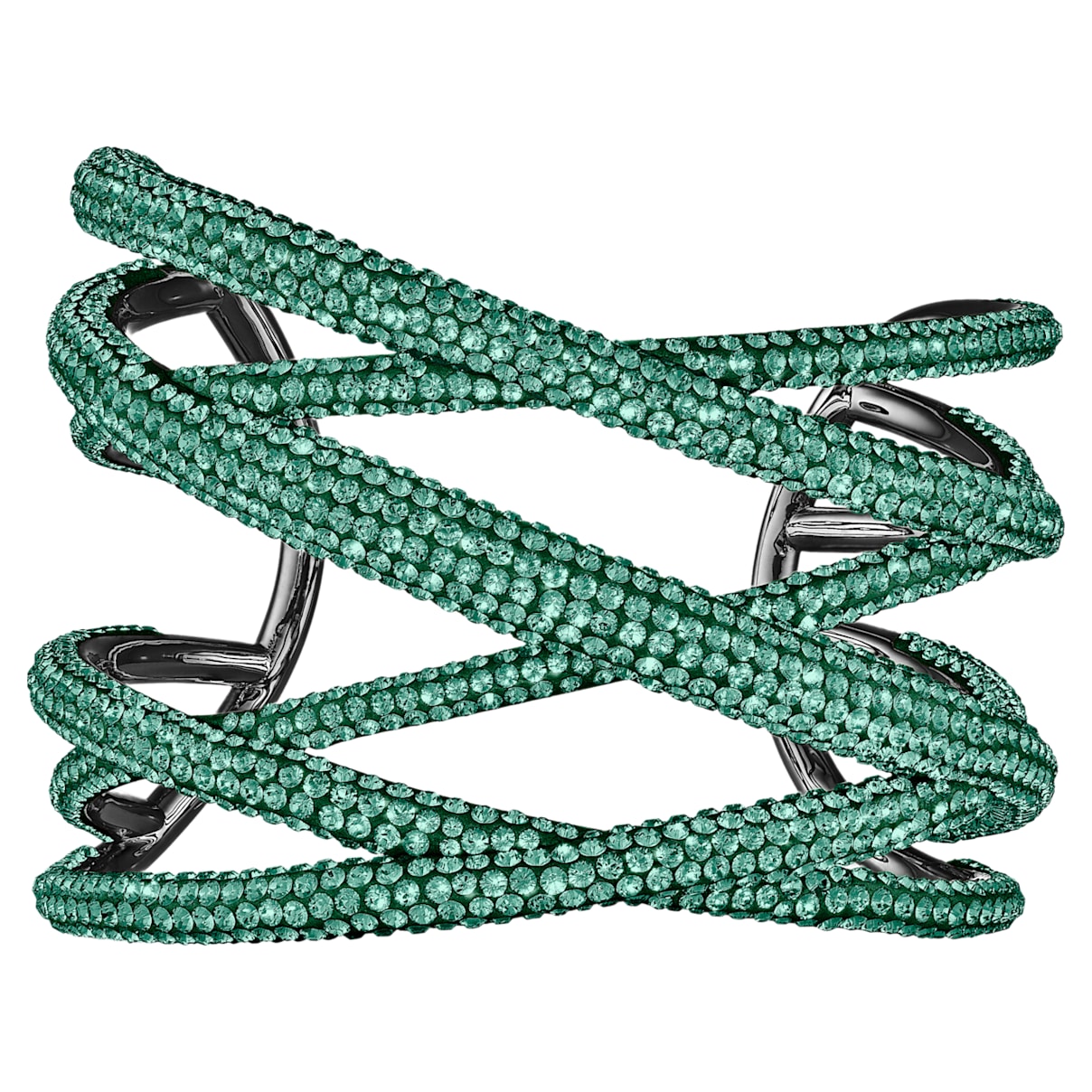 Click to view product details and reviews for Tigris Cuff Large Green Ruthenium Plated.