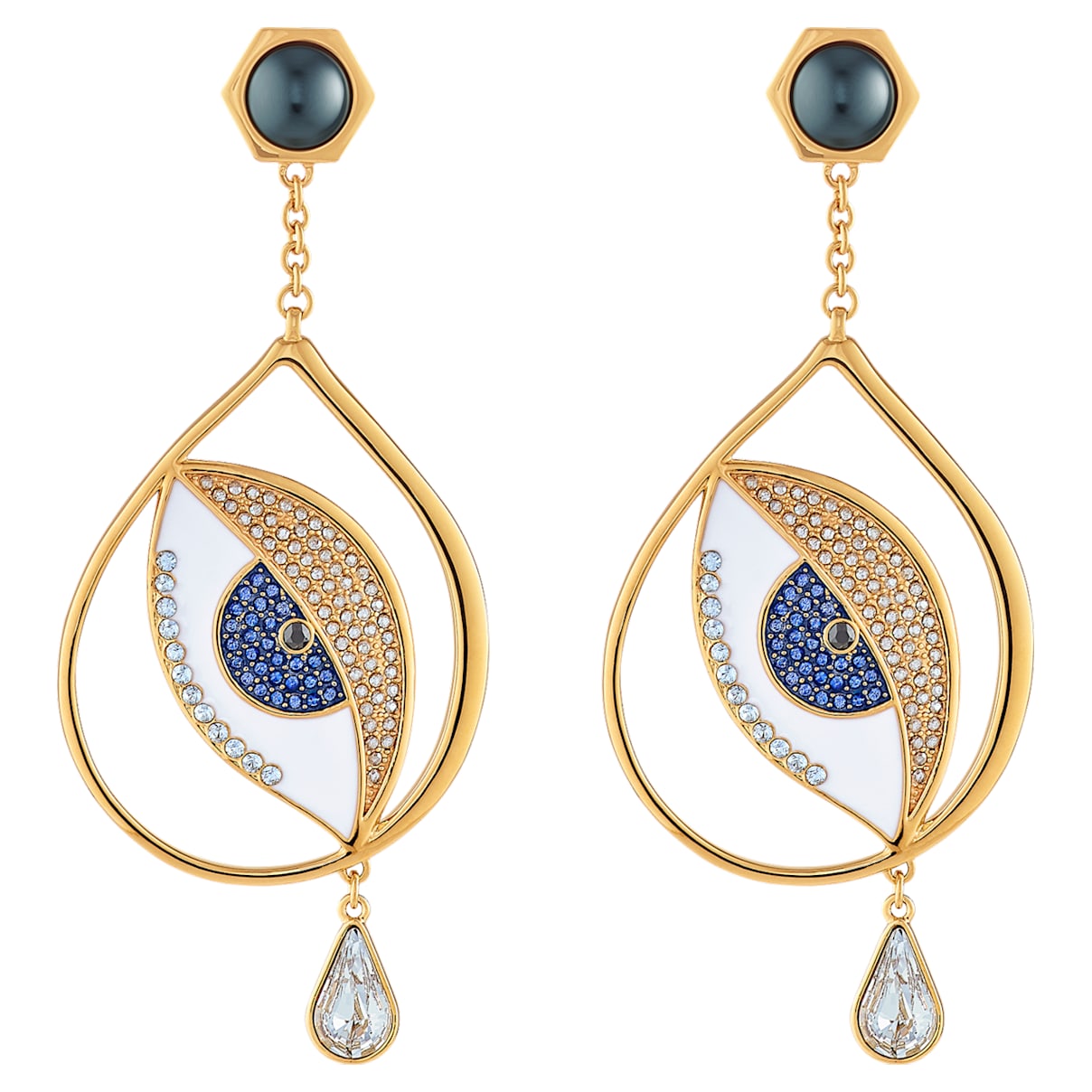 Click to view product details and reviews for Surreal Dream Pierced Earrings Eye Blue Gold Tone Plated.