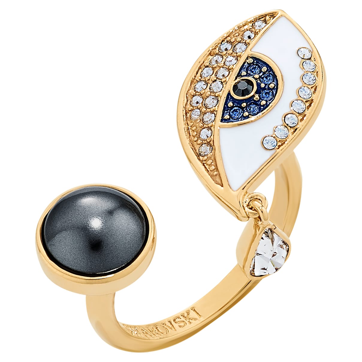 

Swarovski Surreal Dream open ring, Eye, Blue, Gold-tone plated