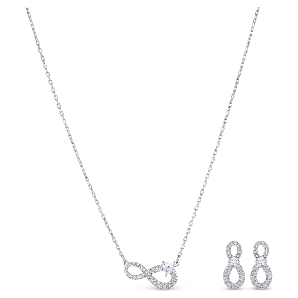 Click to view product details and reviews for Swarovski Infinity Set White Rhodium Plated.