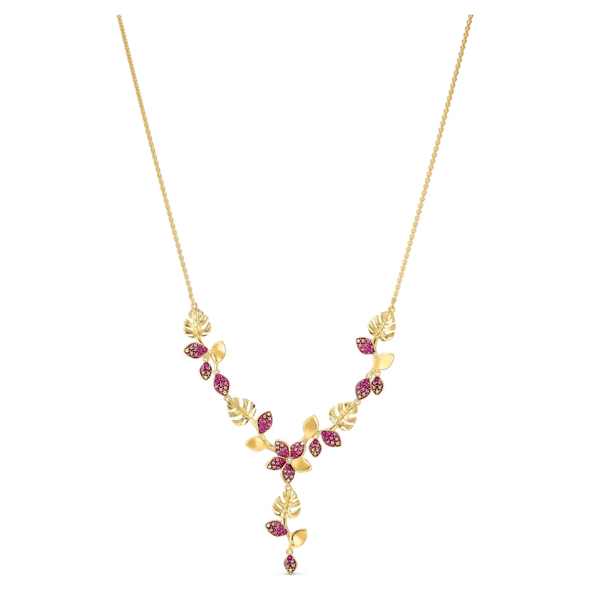 Click to view product details and reviews for Tropical Flower Y Necklace Pink Gold Tone Plated.