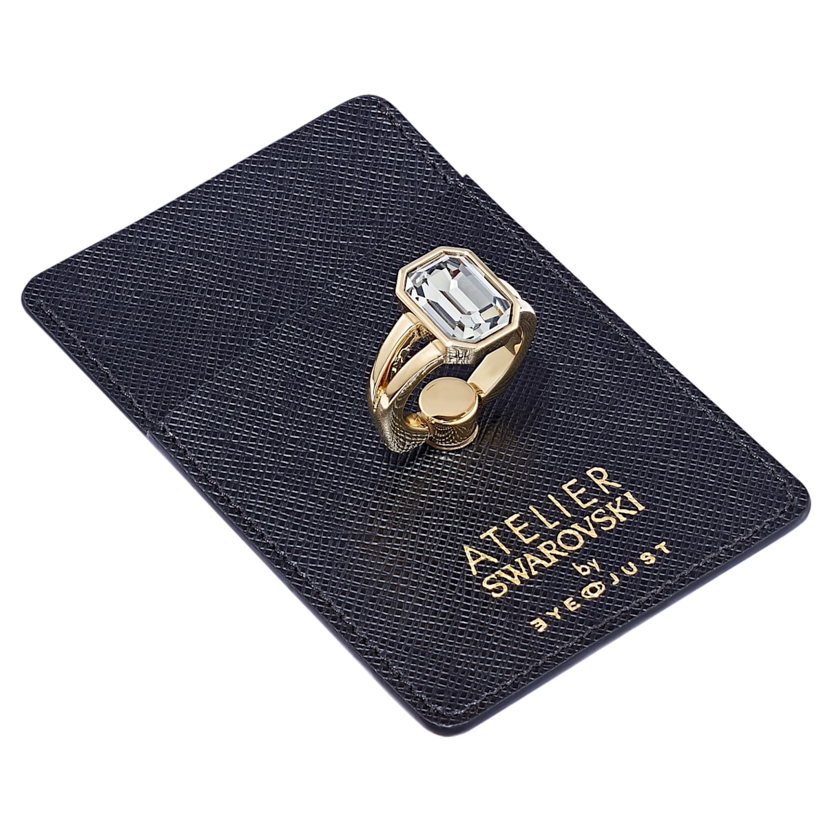 EyeJust Card and Ring Holder, Black, Gold-tone plated
