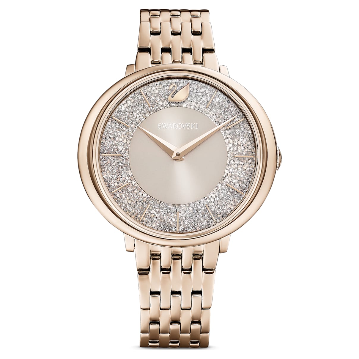

Swarovski Crystalline Chic watch, Swiss Made, Metal bracelet, Grey, Champagne gold-tone finish