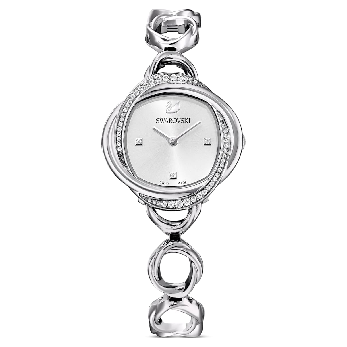 

Swarovski Crystal Flower Uhr, Schweizer Produktion, Metallarmband, Silberfarben, Edelstahl