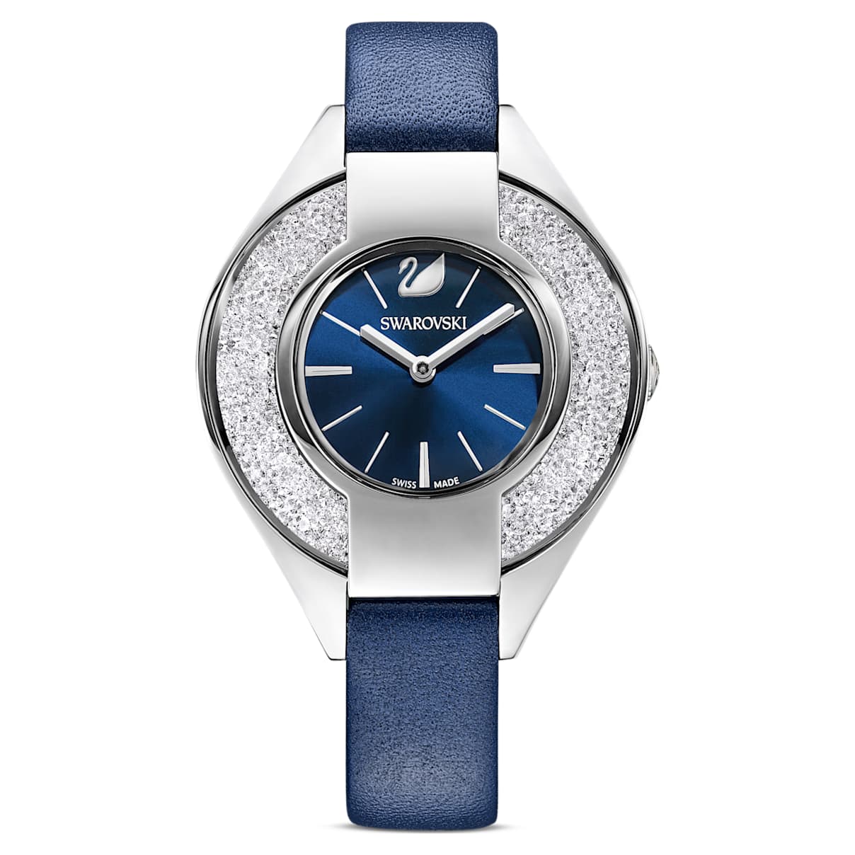 Click to view product details and reviews for Crystalline Sporty Watch Leather Strap Blue Stainless Steel.