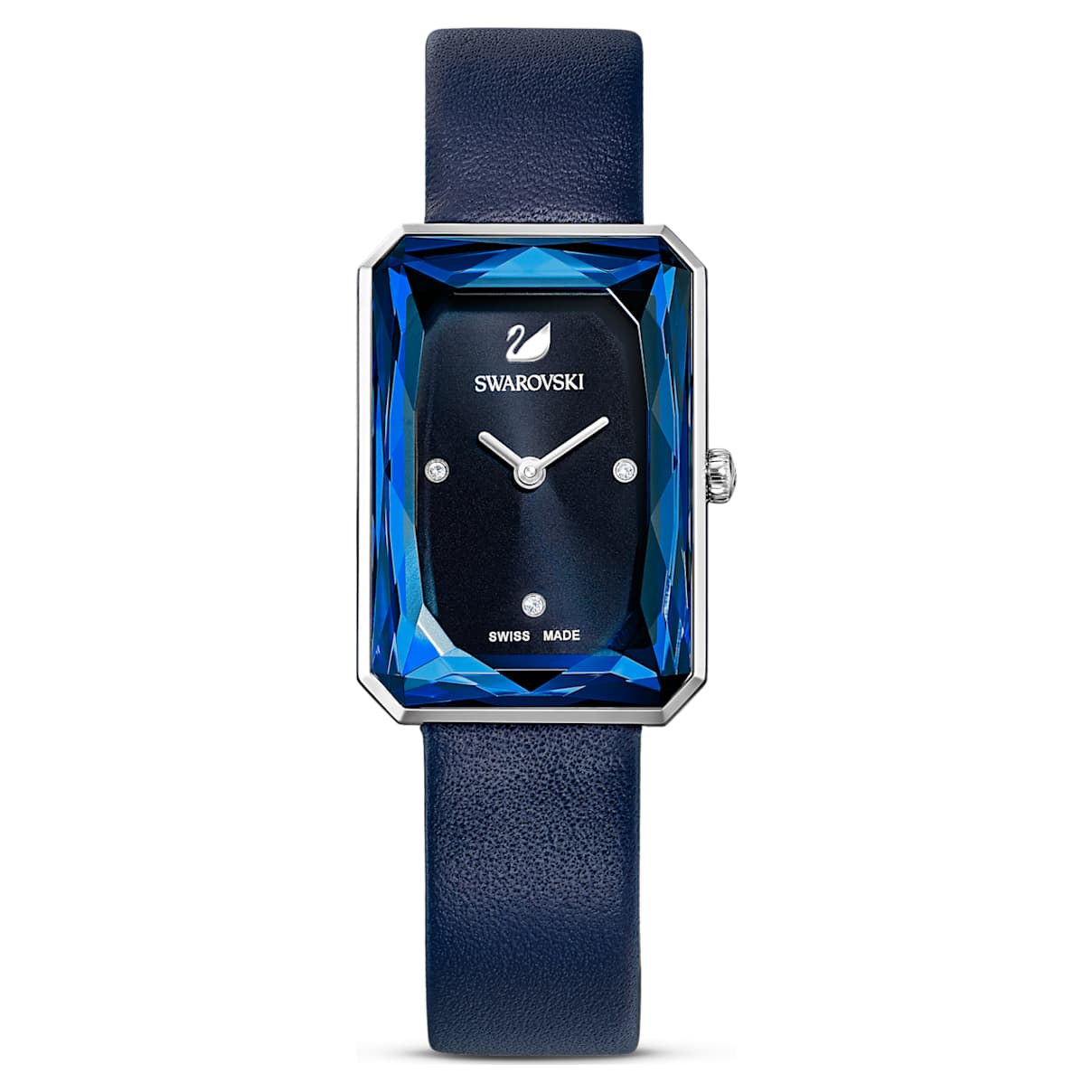 Click to view product details and reviews for Uptown Watch Leather Strap Blue Stainless Steel.