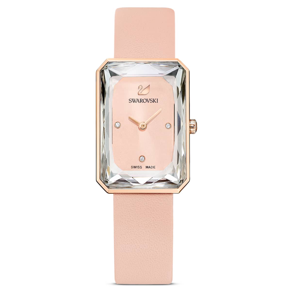 

Uptown watch, Swiss Made, Leather strap, Pink, Rose gold-tone finish