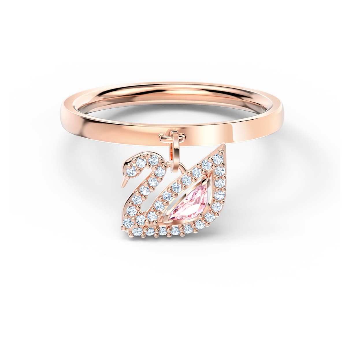 Click to view product details and reviews for Dazzling Swan Ring Pink Rose Gold Tone Plated.