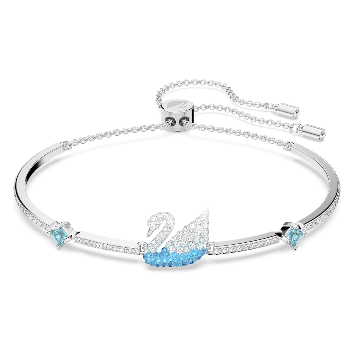 

Swarovski Iconic Swan bangle, Swan, Blue, Rhodium plated