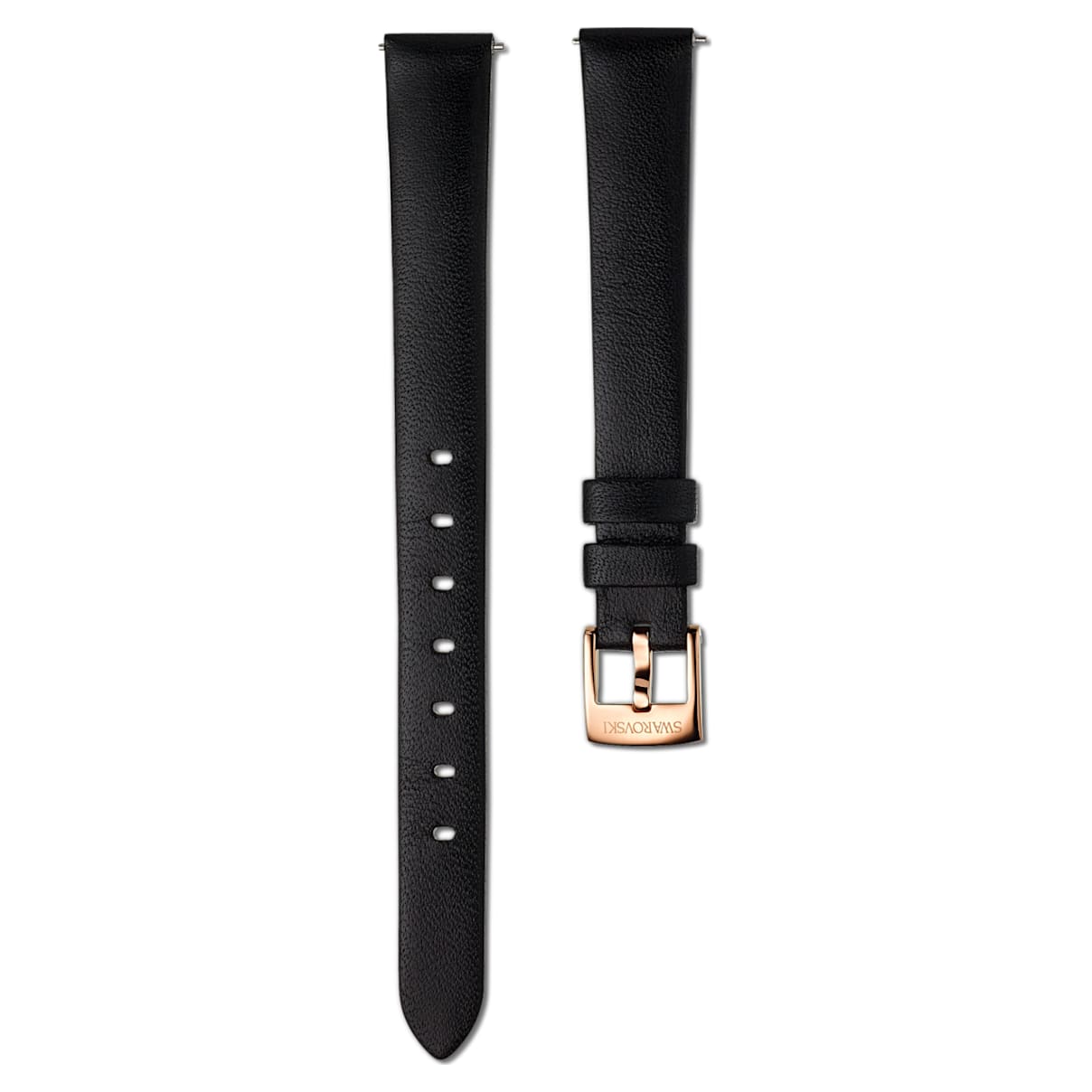 Cinturino per orologio 12mm, Pelle, nero, PVD oro rosa