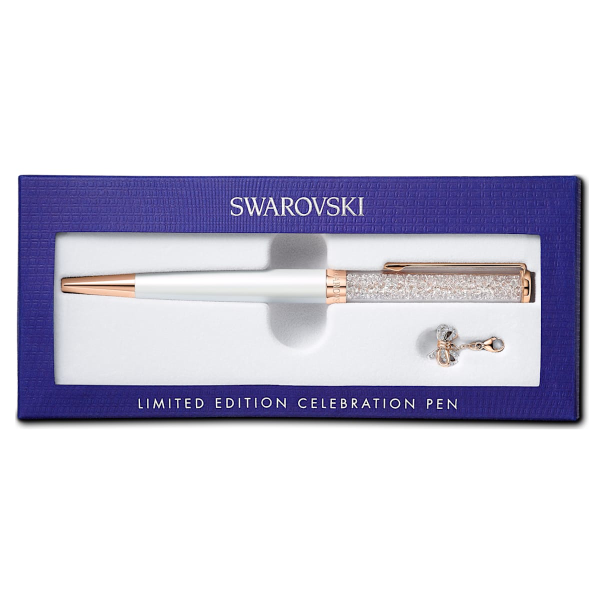 

Swarovski Crystalline Celebration 2021 ボールペン, リボン, ホワイト, ホワイトラッカー、ローズゴールドトーン・プレーティング