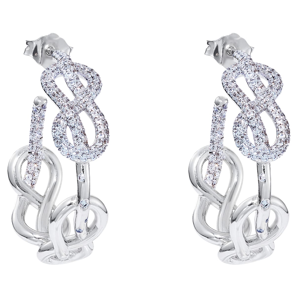 Click to view product details and reviews for Knot Of True Love Hoop Earrings Swarovski Created Diamonds 18k White Gold.