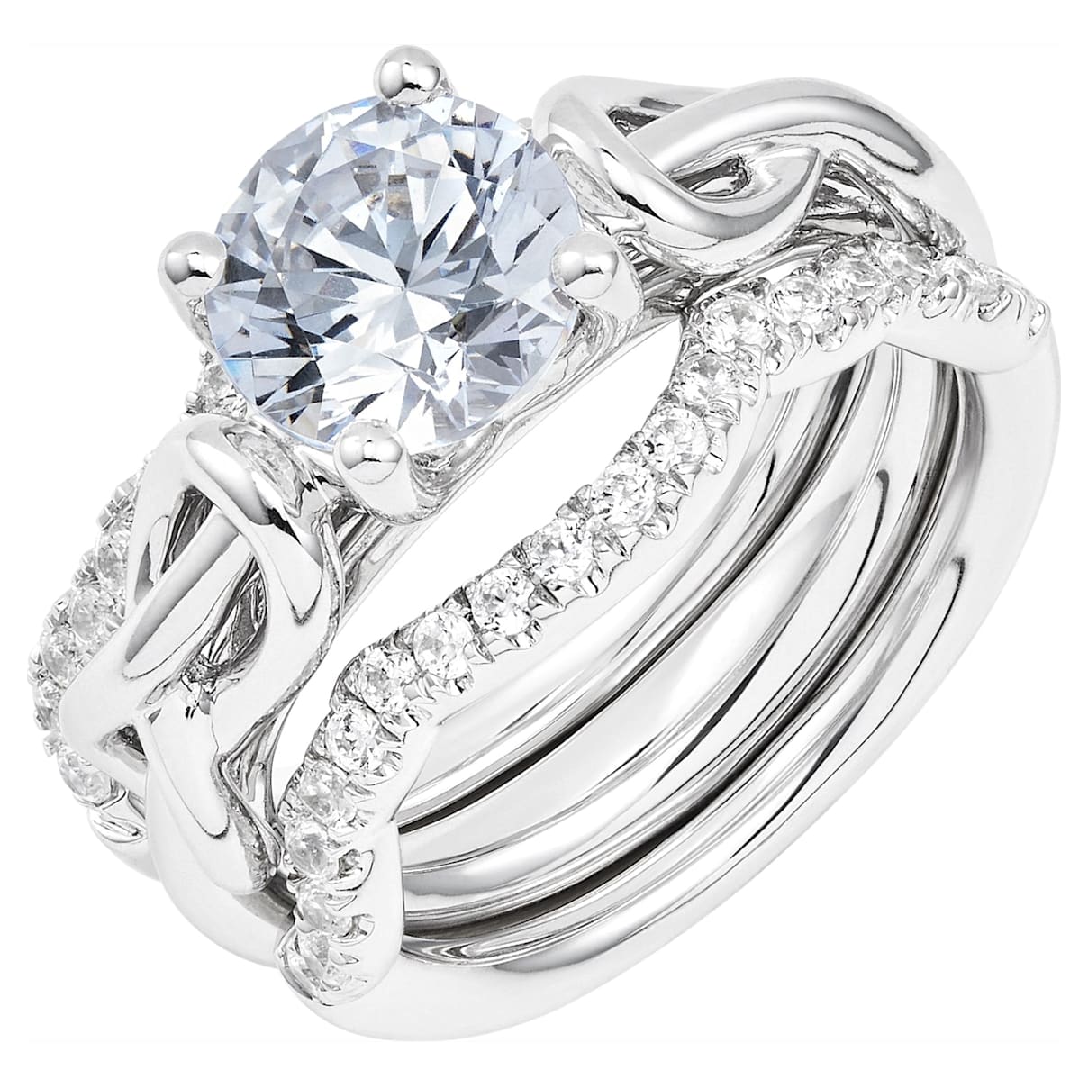 Knot of True Love Classic Solitaire Ring 2ct, Swarovski Created Diamonds, 18K White Gold, Size 52