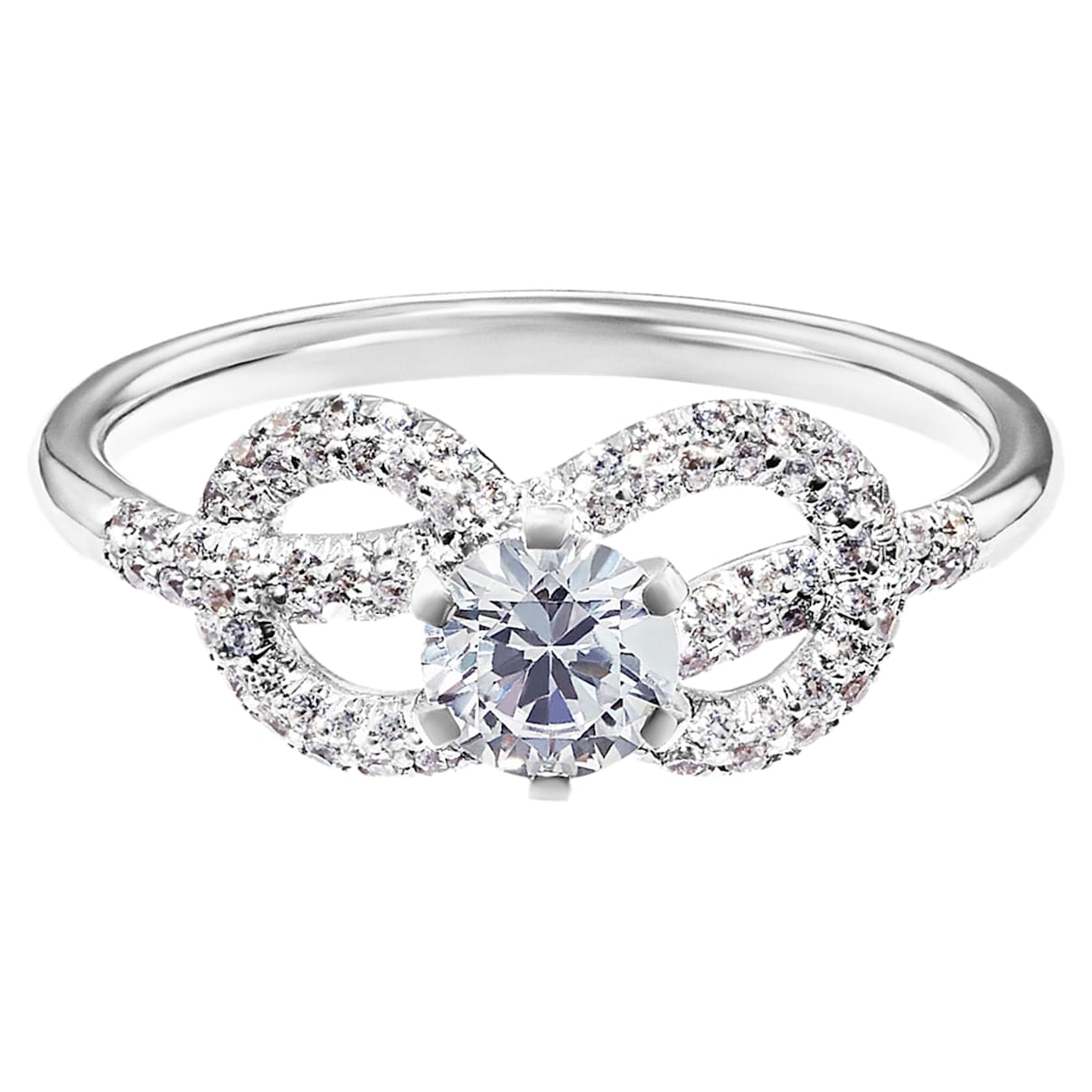Knot of True Love Savoy Pavé Ring 0.25ct, Swarovski Created Diamonds, 18K White Gold, Size 52