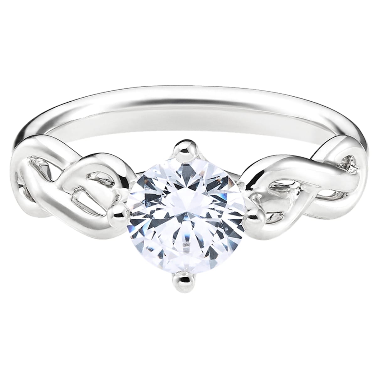Knot of True Love Solitaire Ring 1ct, Swarovski Created Diamonds, 18K White Gold, Size 55