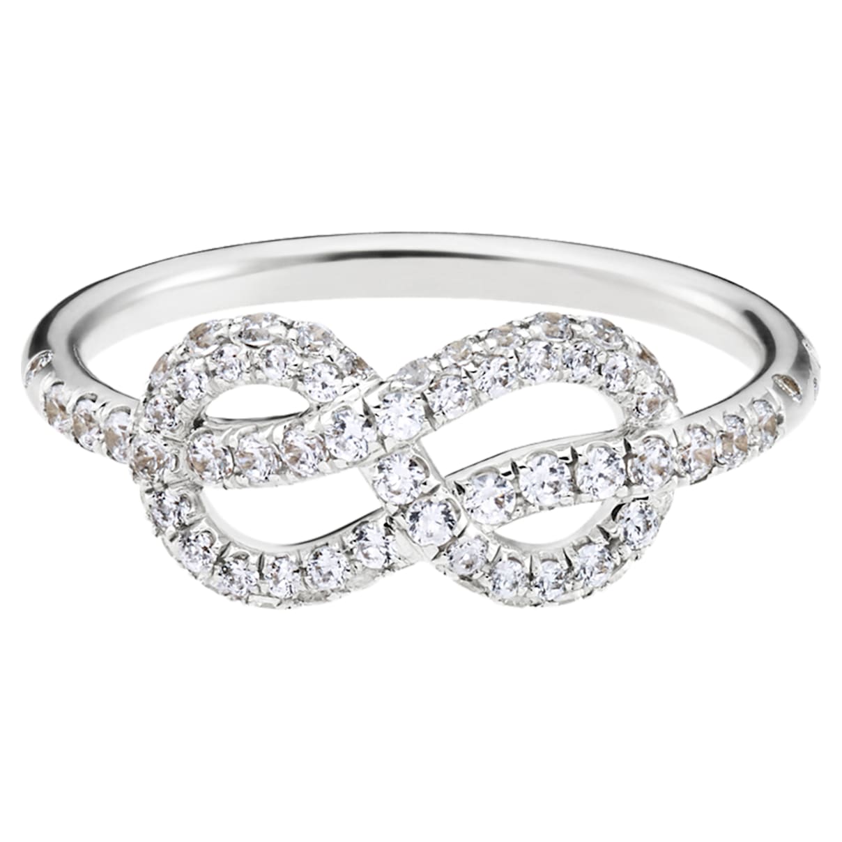 Click to view product details and reviews for Knot Of True Love Mini Pav&eacute; Ring Swarovski Created Diamonds 18k White Gold Size 58.