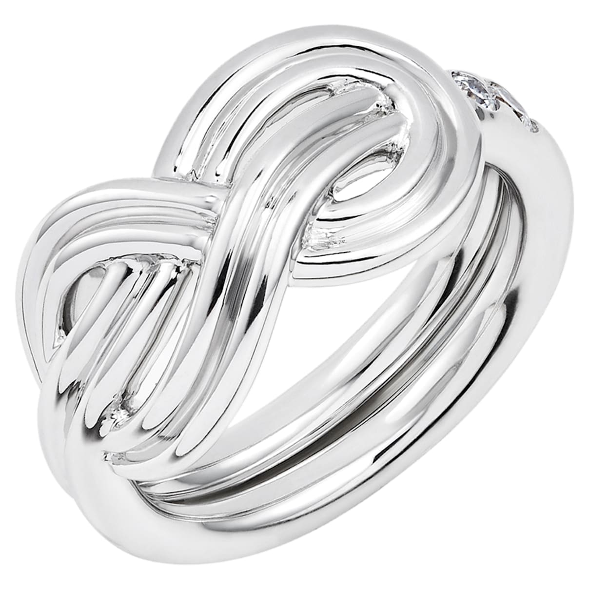 Click to view product details and reviews for Knot Of True Love Double Interlaced Ring Swarovski Created Diamonds 18k White Gold Size 52.