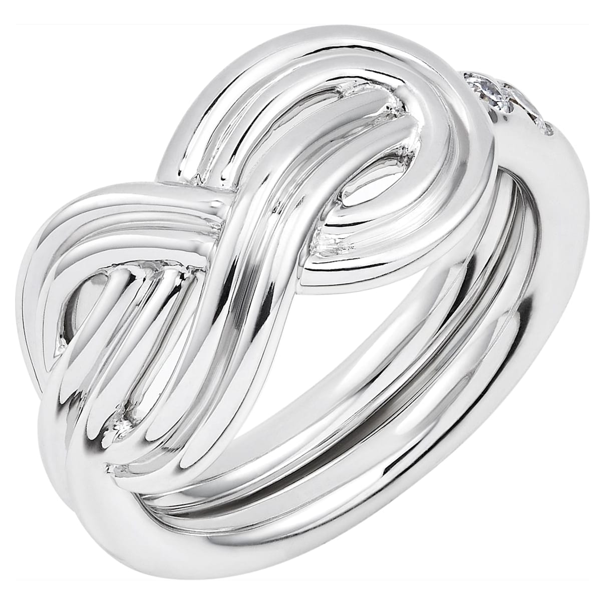 Click to view product details and reviews for Knot Of True Love Large Double Interlaced Ring Swarovski Created Diamonds 18k White Gold Size 62.
