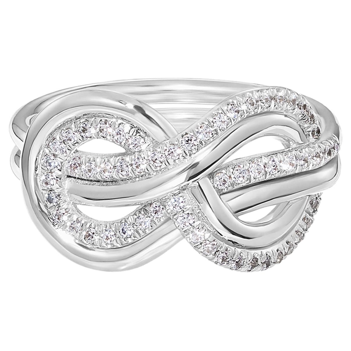 Click to view product details and reviews for Knot Of True Love Interlaced Pav&eacute; Ring Swarovski Created Diamonds 18k White Gold Size 58.