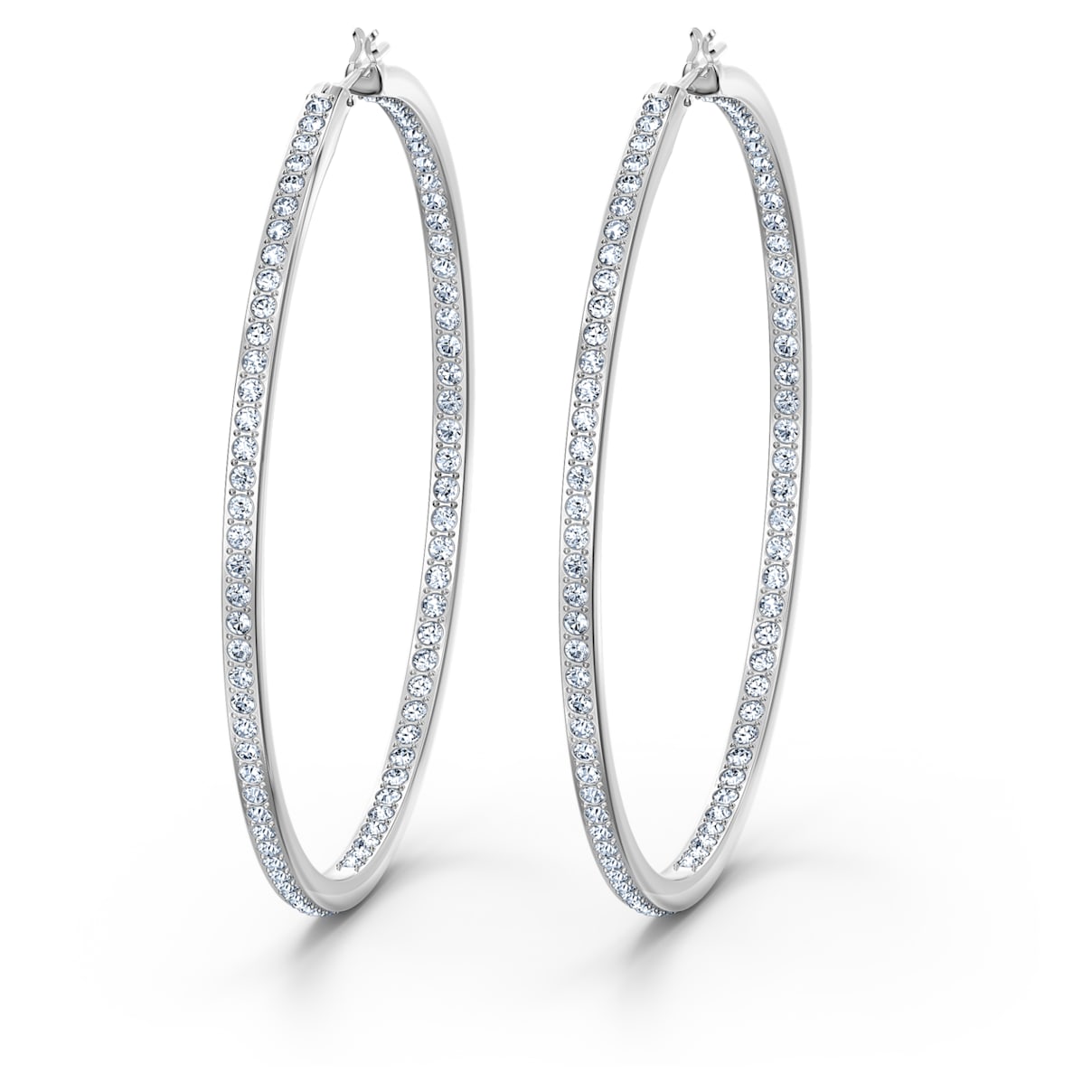 Click to view product details and reviews for Rare Hoop Pierced Earrings White Rhodium Plated.