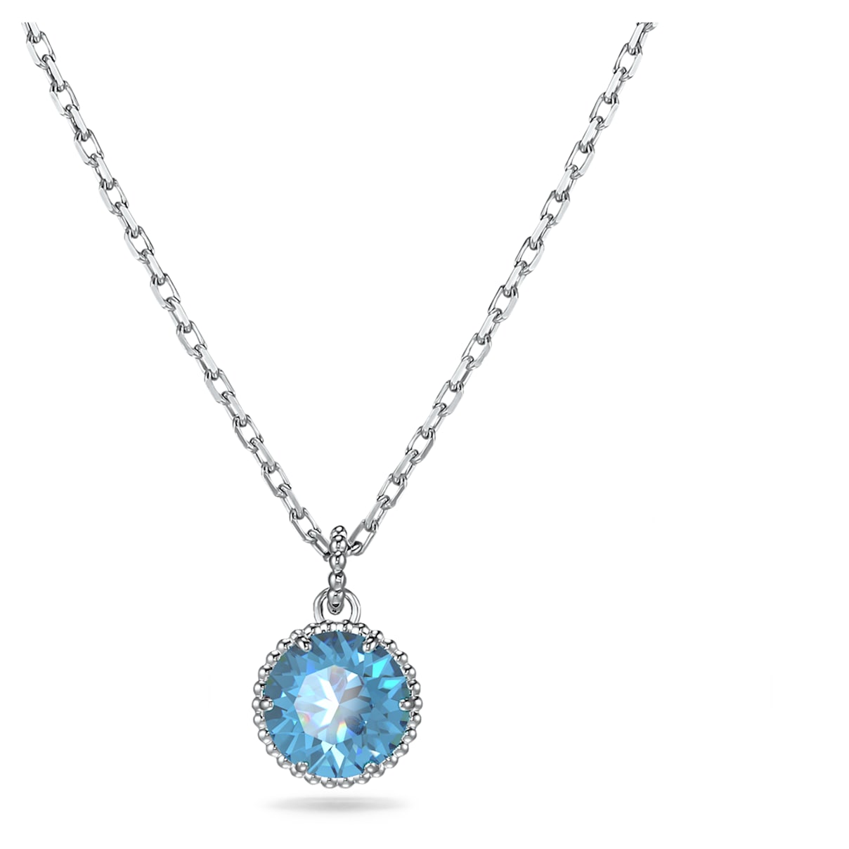 

Birthstone pendant, Round cut, December, Blue, Rhodium plated
