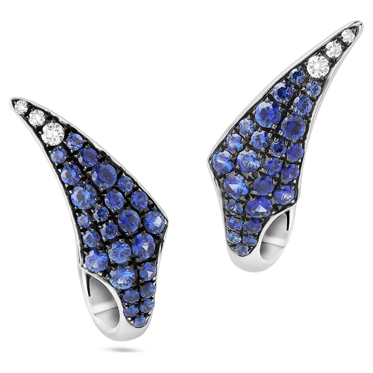 Click to view product details and reviews for Bamboo Shoots Stud Earrings Blue Swarovski Created Sapphires 18k White Gold.