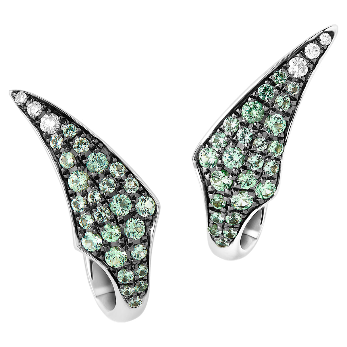 Click to view product details and reviews for Bamboo Shoots Stud Earrings Green Swarovski Created Sapphires 18k White Gold.