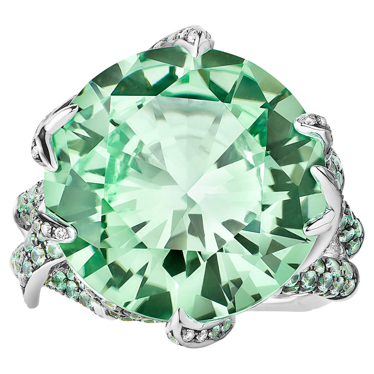 Click to view product details and reviews for Bamboo Shoots Cocktail Ring Green Created Spinel 18k White Gold Size 52.