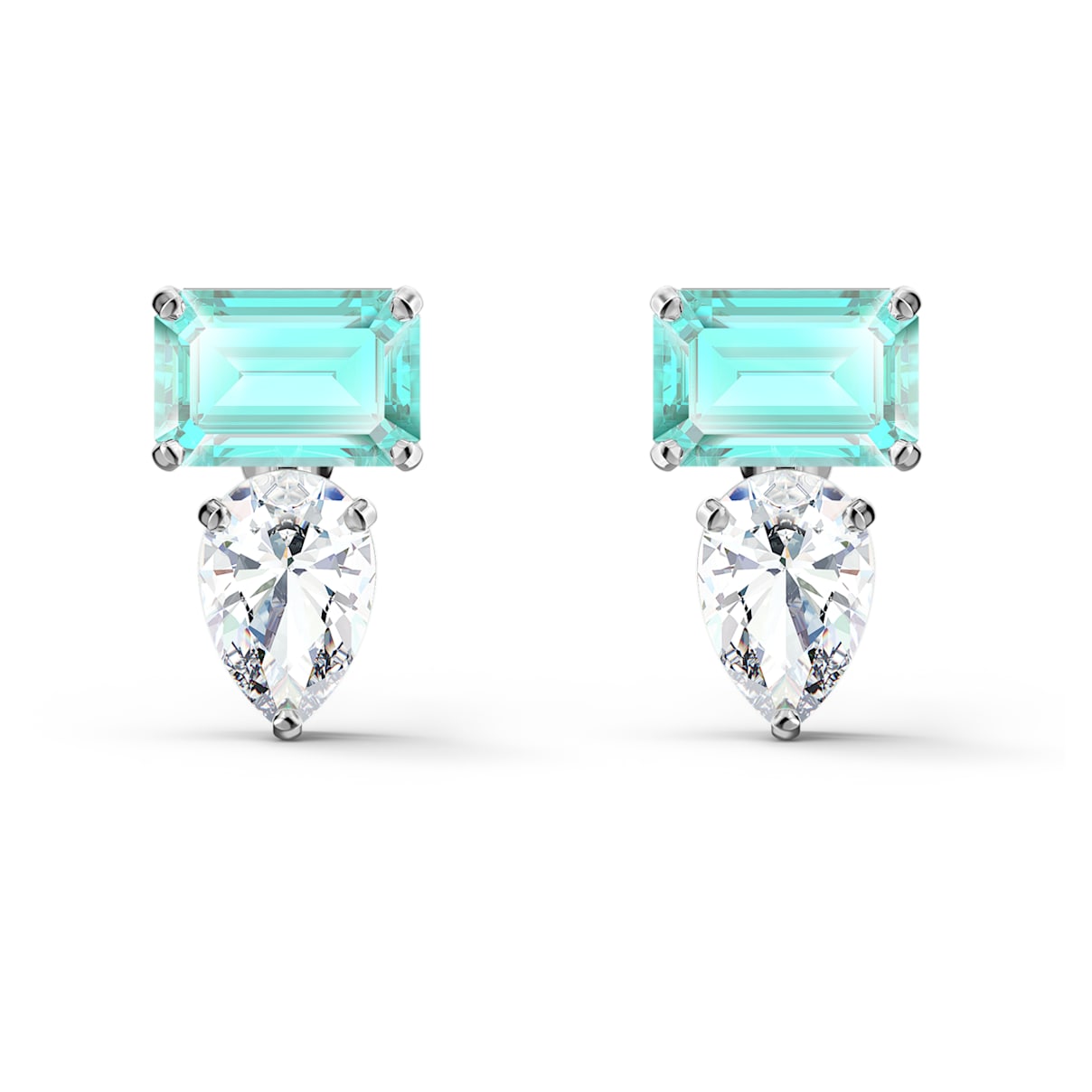 

Attract stud earrings, Mixed cuts, Blue, Rhodium plated