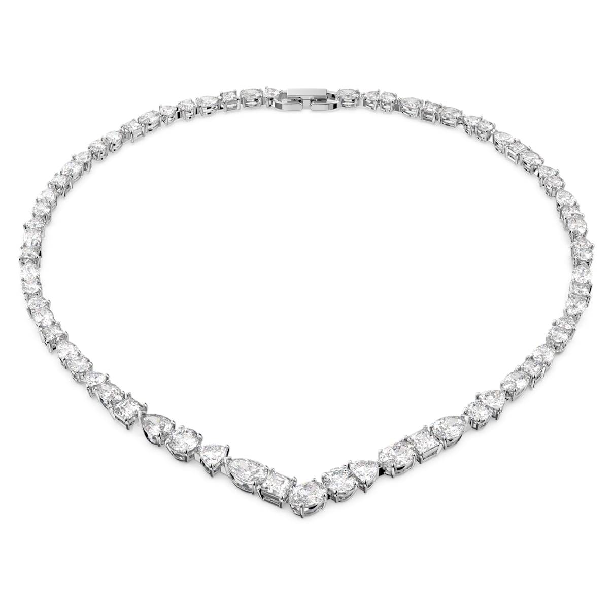 

Swarovski Tennis Deluxe V necklace, Mixed cuts, White, Rhodium plated